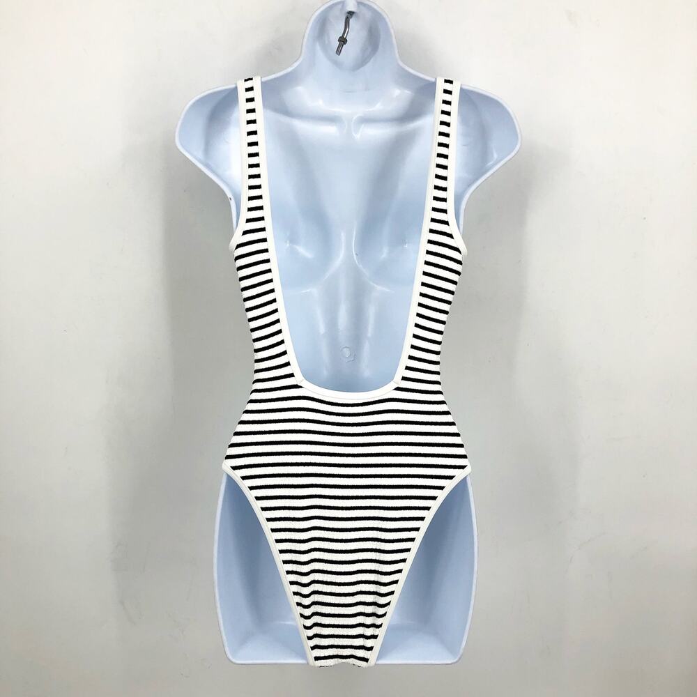L*SPACE Coco Classic One-Piece Swimsuit Small Black White Sail Along Stripe NWT - Picture 9 of 15